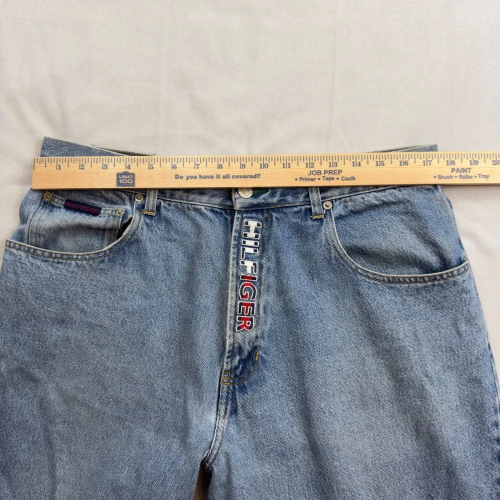 Vtg Tommy Jeans Mens Light Wash Embroidered Logo Straight Y2K 90s streetwear EUC